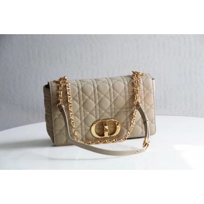 Dior Large Caro Bag In Beige Cannage Calfskin