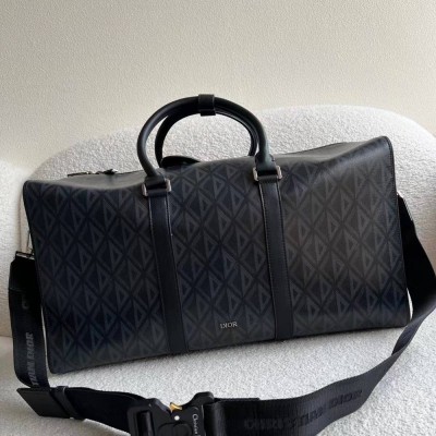 Dior Lingot 50 Duffle Bag In Black CD Diamond Canvas