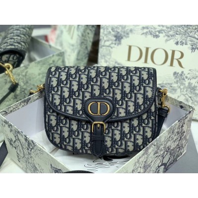 Dior Medium Bobby Bag In Blue Dior Oblique Canvas