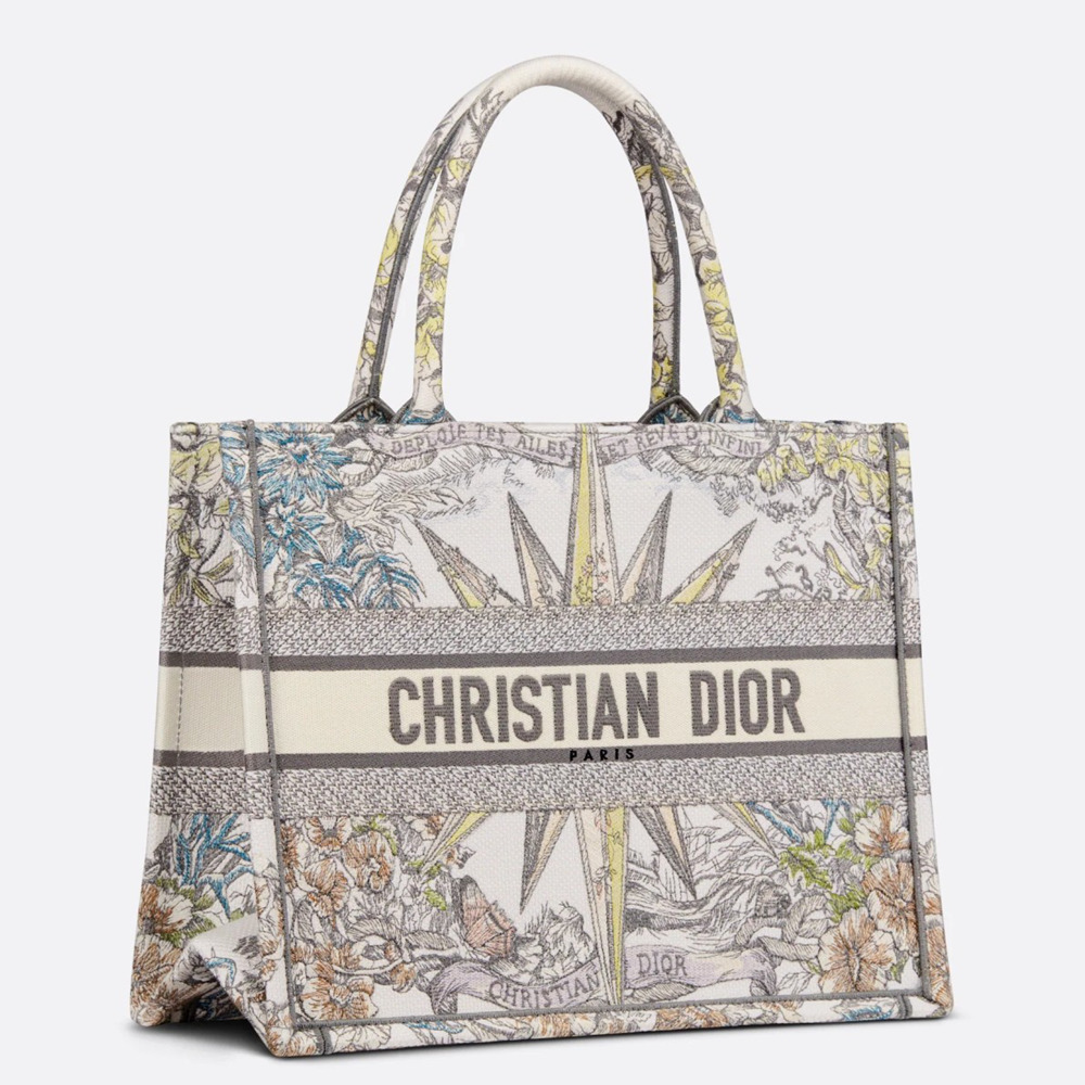 Dior Medium Book Tote Bag In Multicolor Reve d'Infini Embroidery