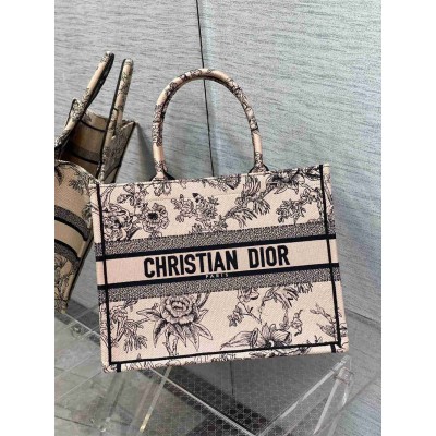 Dior Medium Book Tote Bag In Powder Pink Jardin Botanique Embroidery