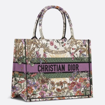 Dior Medium Book Tote Bag in Dior 4 Saisons ete Soleil Embroidery