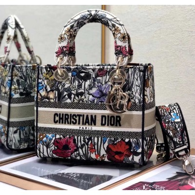 Dior Medium Lady D-Lite Mille Fleurs Embroidery Bag