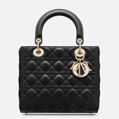 Dior Medium Lady Dior Bag In Black Cannage Lambskin