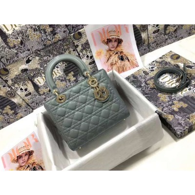 Dior Medium Lady Dior Bag In Grey Cannage Lambskin