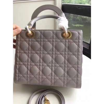 Dior Medium Lady Dior Bag In Grey Lambskin