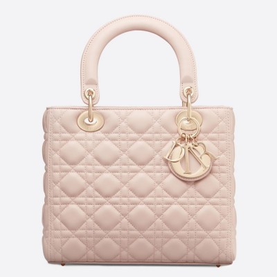 Dior Medium Lady Dior Bag In Pink Lambskin