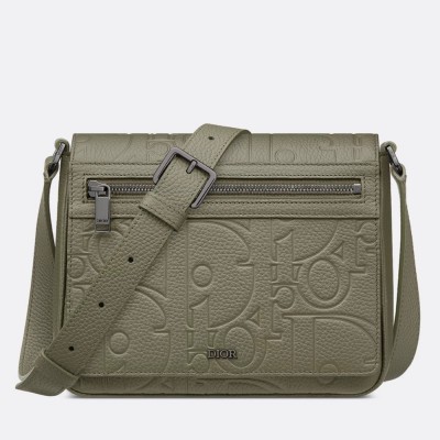 Dior Men's Messenger Bag with Flap in Khaki Gravity Leather