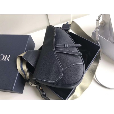 Dior Men's Saddle Belt Bag In Navy Grained Calfskin