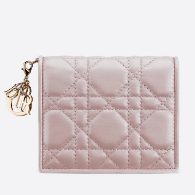 Dior Mini Lady Dior Wallet In lotus Pearly Lambskin