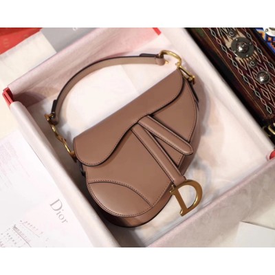 Dior Mini Saddle Bag In Nude Calfskin