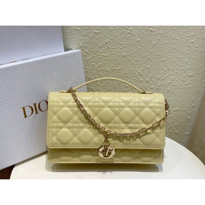 Dior Miss Dior Top Handle Bag in Pastel Yellow Cannage Lambskin