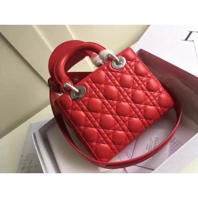 Dior My Lady Dior Bag In Red Lambskin