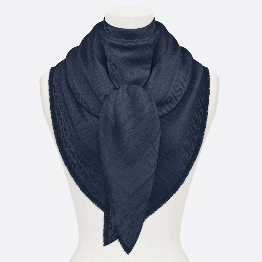 Dior Navy Blue Oblique Shawl 140 CM