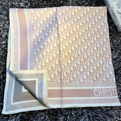 Dior Oblique Diortwin 90 Square Scarf in Pink and Grey Silk Twill