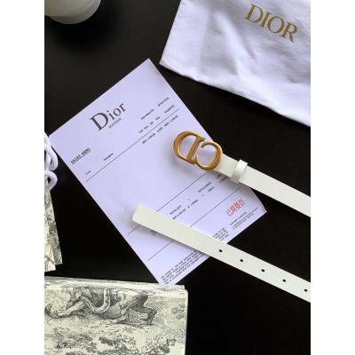 Dior Saddle 20MM Belt In White Calfskin