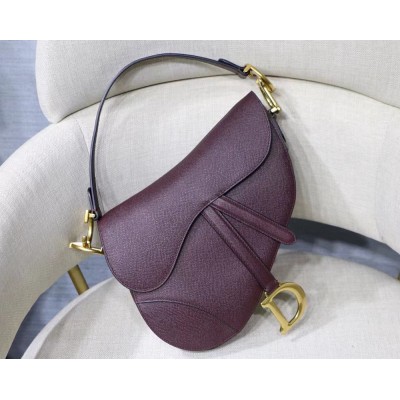 Dior Saddle Bag In Bordeaux Grained Calfskin