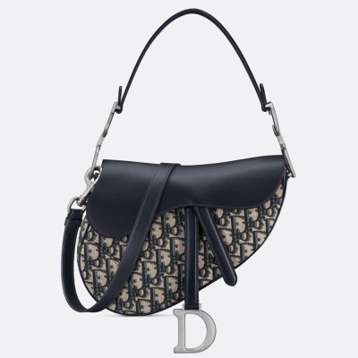 Dior Saddle Bag with Strap in Oblique and Calfskin