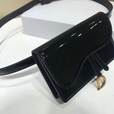 Dior Saddle Belt Bag In Black Patent Leather