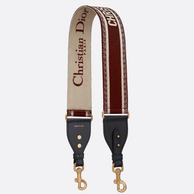 Dior Shoulder Strap in Bordeaux Embroidery Canvas