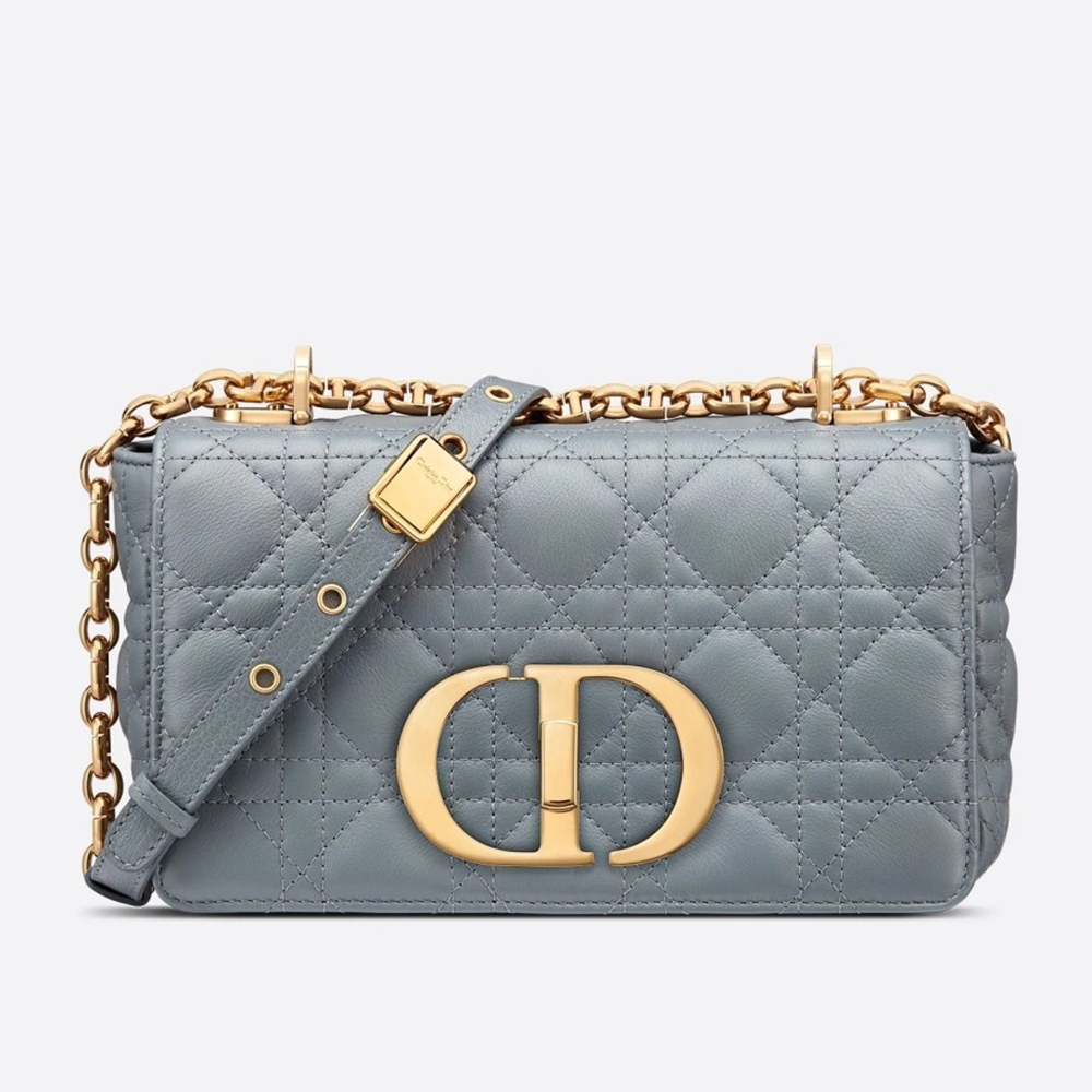 Dior Small Caro Bag In Cloud Blue Cannage Calfskin