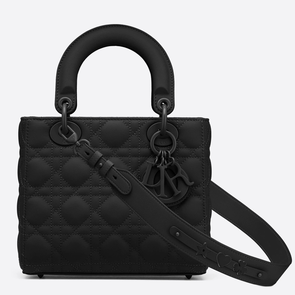 Dior Small Lady Dior My ABCDior Bag In Black Ultramatte Calfskin