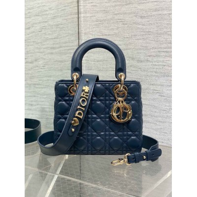 Dior Small Lady Dior My ABCDior Bag in Navy Blue Lambskin