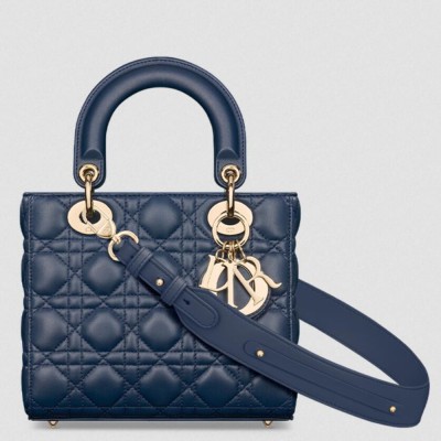 Dior Small Lady Dior My ABCDior Bag in Navy Blue Lambskin