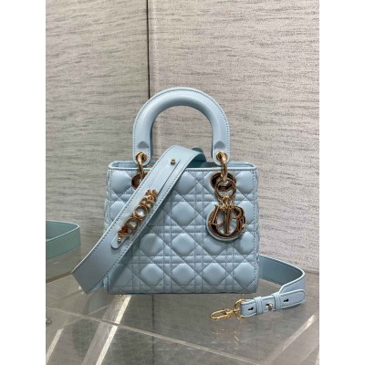 Dior Small Lady Dior My ABCDior Bag in Pale Blue Lambskin