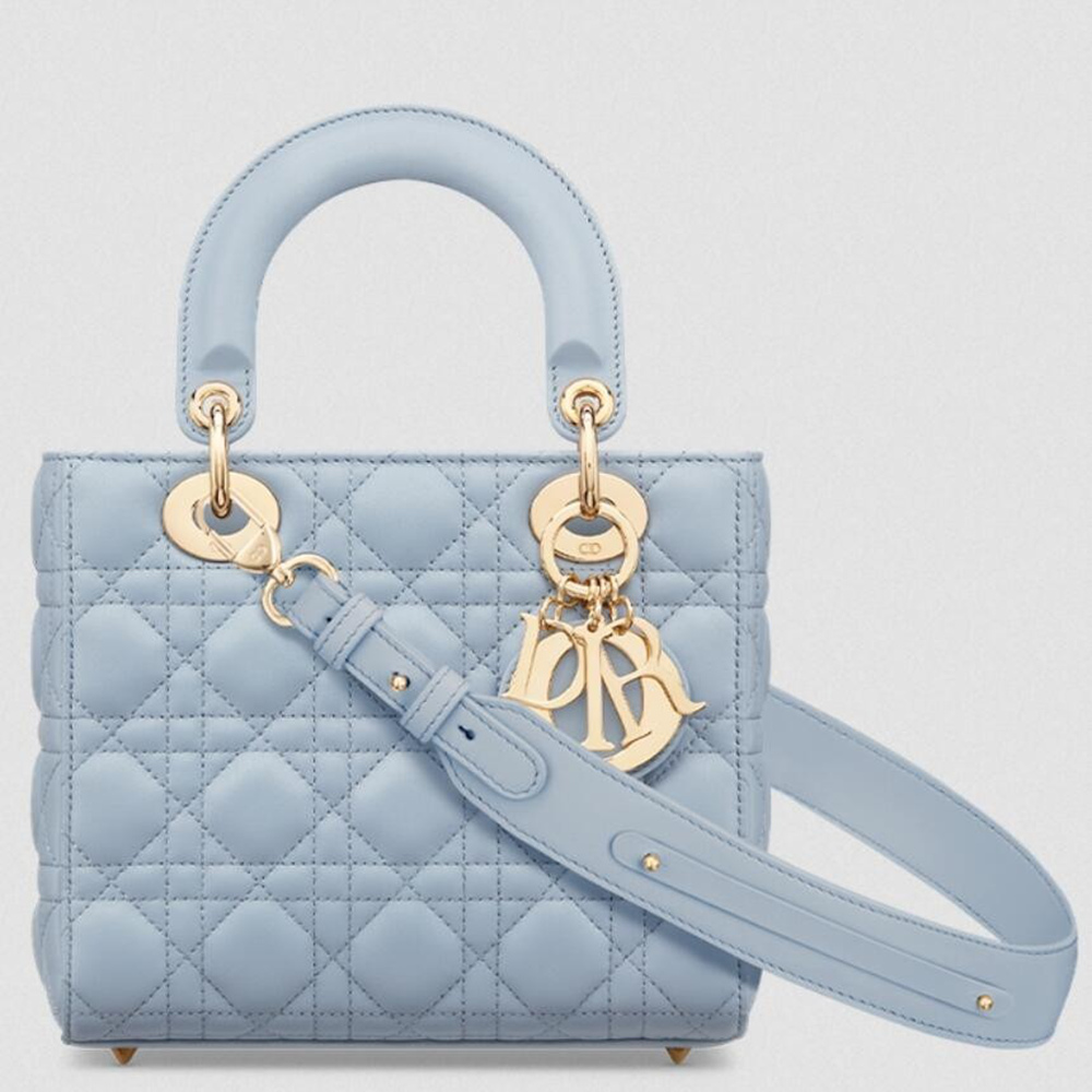 Dior Small Lady Dior My ABCDior Bag in Pale Blue Lambskin