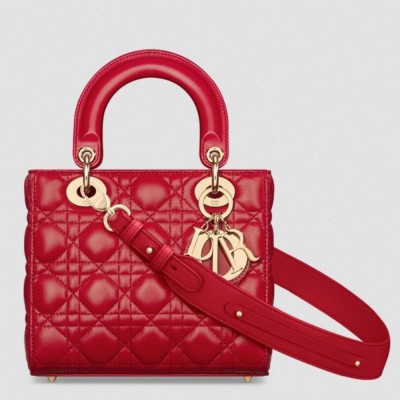 Dior Small Lady Dior My ABCDior Bag in Red Lambskin