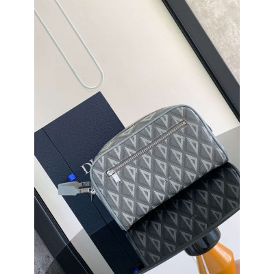 Dior Toiletry Bag in Grey CD Diamond Canvas