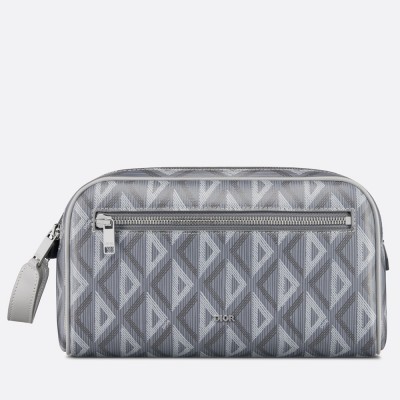 Dior Toiletry Bag in Grey CD Diamond Canvas