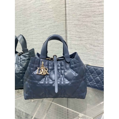 Dior Toujours Medium Bag in Blue Macrocannage Calfskin