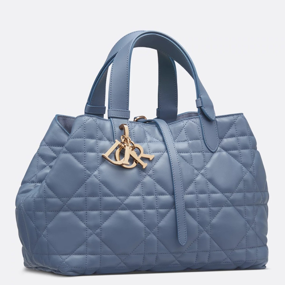 Dior Toujours Medium Bag in Blue Macrocannage Calfskin