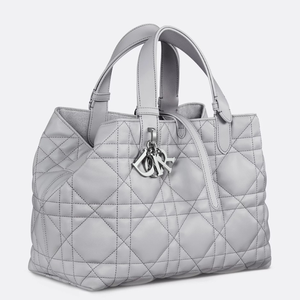 Dior Toujours Medium Bag in Light Grey Macrocannage Calfskin