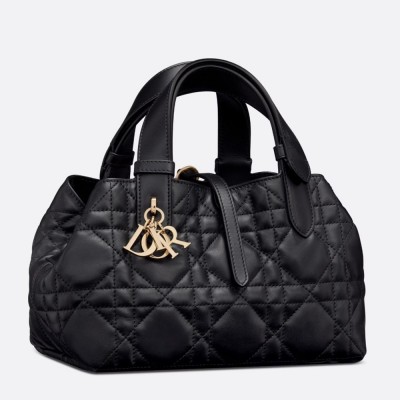 Dior Toujours Small Bag in Black Macrocannage Calfskin