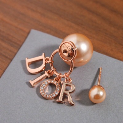 Dior Tribales Earrings In Rose Gold Metal Pearls and Crystals