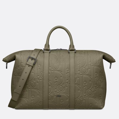 Dior Weekender 40 Bag in Khaki Dior Gravity Leather