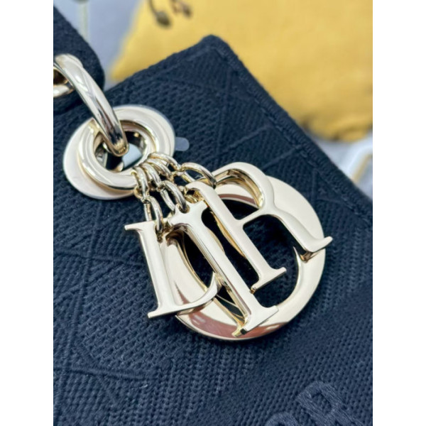 Dior Medium Lady D-lite Bag / Black Cannage Embroidery
