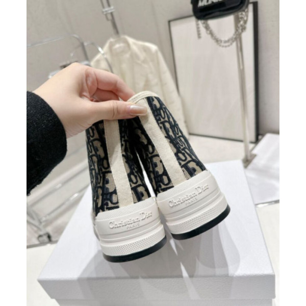 Dior Women's WalknDior High-Top Platform Sneaker Dark Blue