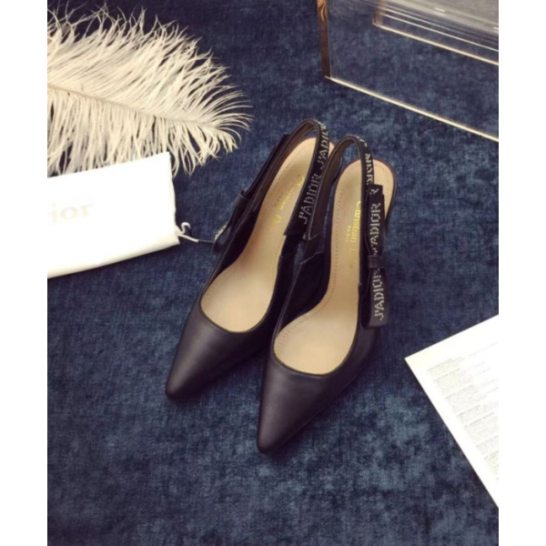 Dior Women's ja Dior high-heeled shoe Black lambskin with studs Black