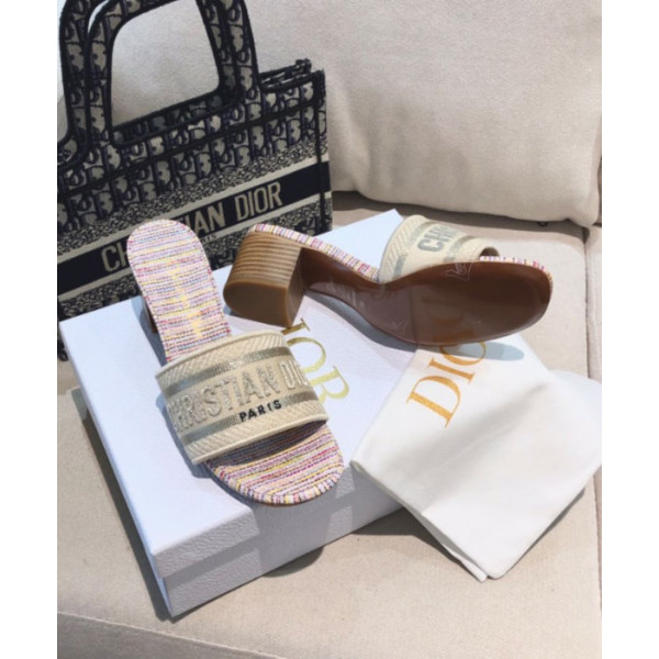 Dior Women's Dway Heeled Slide Apricot