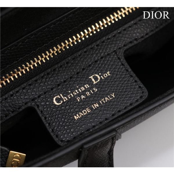 Dior Saddle Bag With Strap M0455 Black Grained Calfskin