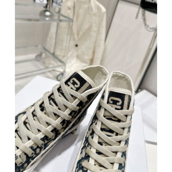 Dior Women's WalknDior High-Top Platform Sneaker Dark Blue