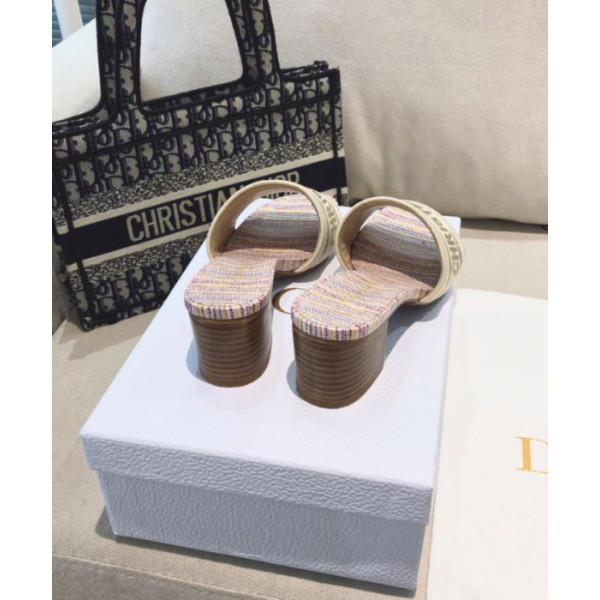 Dior Women's Dway Heeled Slide Apricot