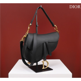 Dior Saddle Bag With Strap M0455 Black Grained Calfskin