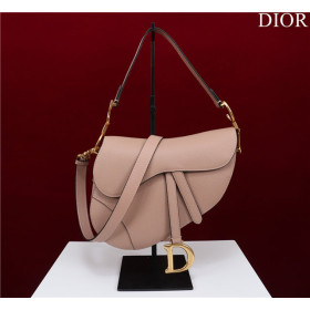 Dior Saddle Bag With Strap M0455 Powder Pink Grained Calfskin