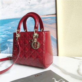 Dior Medium Lady Dior Bag M0565 Red Patent
