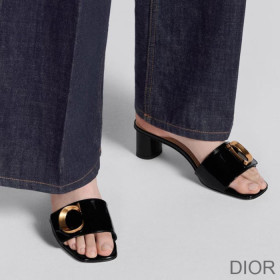 C''est Dior Heeled Slides Women Patent Leather Black